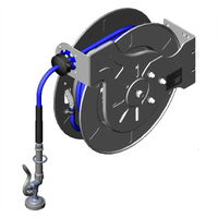 Open Stainless Steel Retractable Hose Reel System with 50 Ft 3/8 In Hose and 1.15 GPM Spray Valve