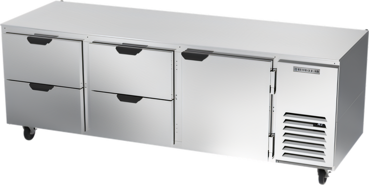 Product image #1 for Three-Section Undercounter Refrigerator with 4 Drawers and 1 Door, 93-Inch Wide, 39.8 Cu. Ft., Self-Contained Side-Mounted Refrigeration