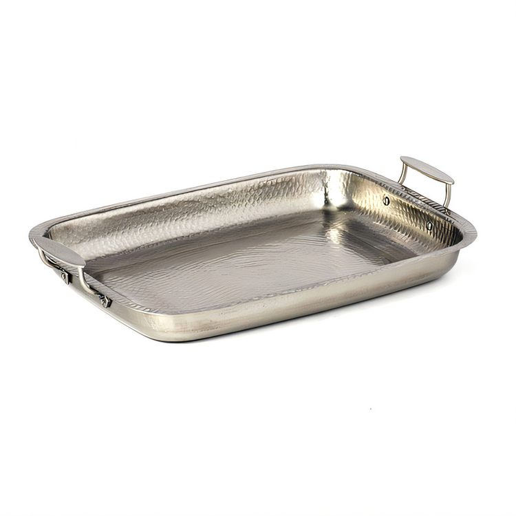 Product image #1 for American Metalcraft Hammered Stainless Steel Rectangular Serving Pan, 168 oz., 20-1/8 Inch with Handles