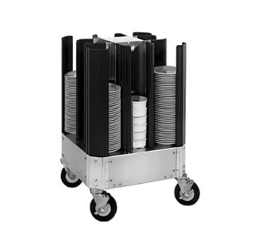 Product image #1 for Cres Cor 4-Column Poker Chip Style Non-Adjustable Aluminum Dish Dolly, Plate Size 6-7/8 in. to 8-1/4 in.