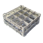 Thumbnail image #1 for Eurodib USA Lamber CC00123 Full-Size Plastic Compartment Glass Rack, Gray, 4 x 4 Layout, Holds 16 Glasses
