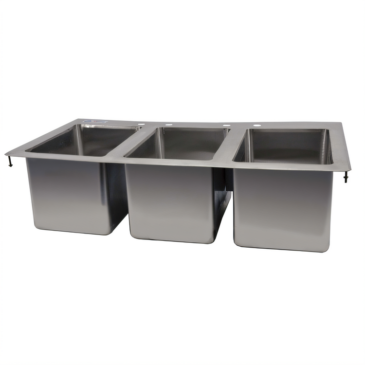 Product image #1 for Omcan USA Three-Compartment Drop-In Stainless Steel Sink with 10 x 14 x 10 Inch Compartments