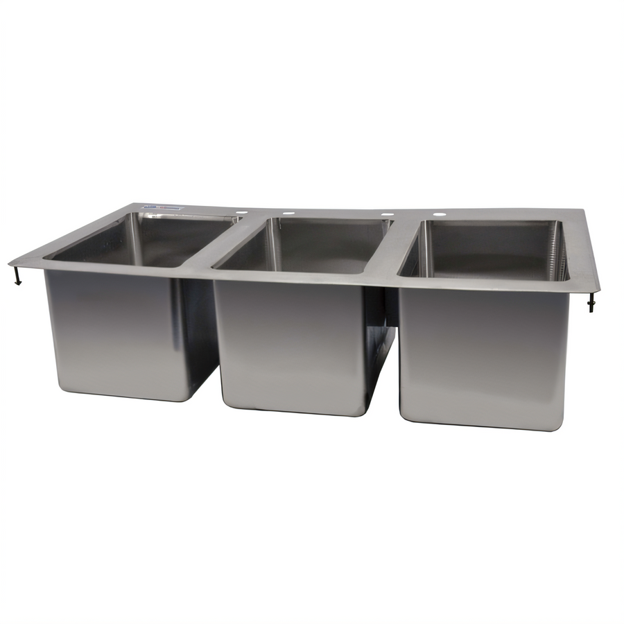 Product image #1 for Omcan USA Three-Compartment Drop-In Stainless Steel Sink with 10 x 14 x 10 Inch Compartments