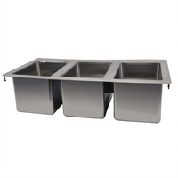 Omcan USA Three-Compartment Drop-In Stainless Steel Sink with 10 x 14 x 10 Inch Compartments