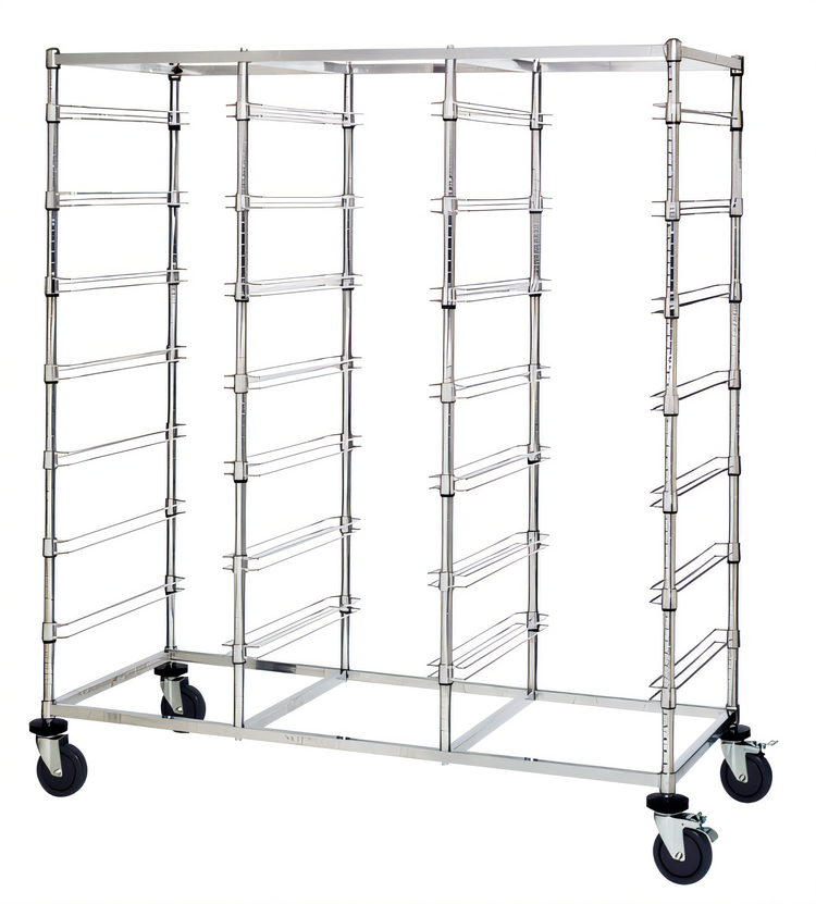 Product image #1 for Mobile Triple-Bay Bin Cart with Slides for 21 Bins, Chrome Plated Finish
