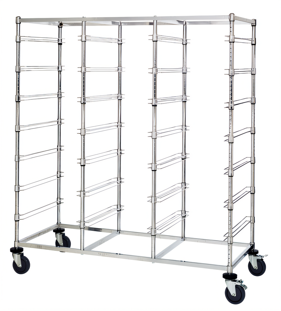 Product image #1 for Mobile Triple-Bay Bin Cart with Slides for 21 Bins, Chrome Plated Finish