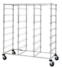 Mobile Triple-Bay Bin Cart with Slides for 21 Bins, Chrome Plated Finish