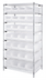Thumbnail image #1 for Quantum WR8-950CL Stationary Bin Wire Shelving System with 28 Clear Bins, Chrome Plated, 36 x 24 x 74 Inches