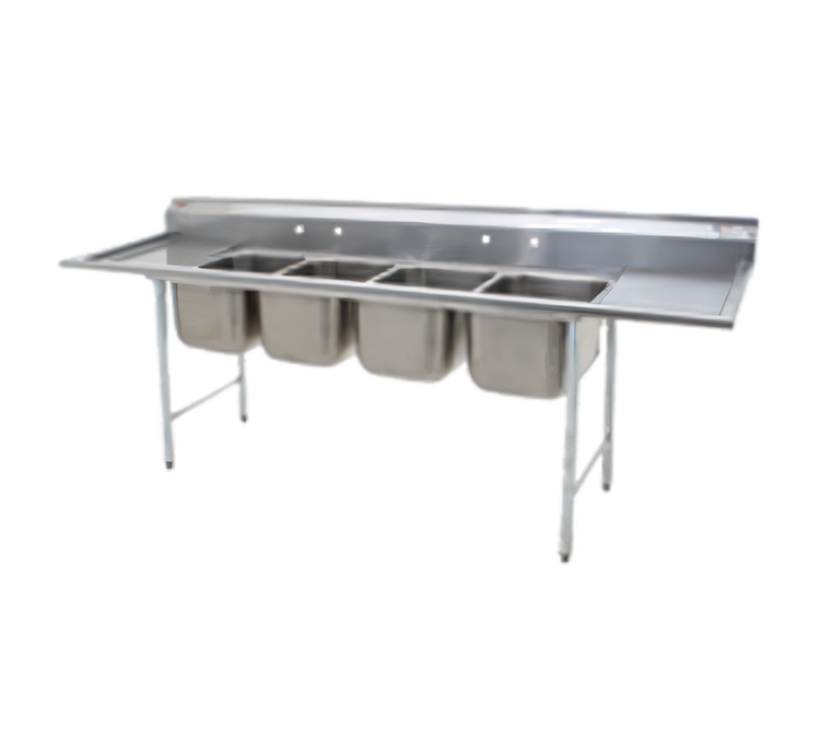Product image #1 for Eagle Group 414 Series Coved Corner Four-Compartment Sink with Double 18-Inch Drainboards