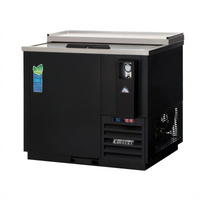 Everest Refrigeration EBC37 Horizontal Bottle Cooler, 11 Cu. Ft., Side-Mounted R290, Black Vinyl Exterior