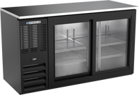 Beverage-Air Two-Section Shallow-Depth Back Bar Refrigerator with Sliding Glass Doors, 58 Inch, 14.8 Cu. Ft.