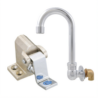 BK Resources Single Pedal Metering Foot Valve with 3-Inch Gooseneck Splash Mount Spout