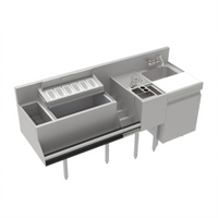 Krowne Royal Series 70-Inch Stainless Steel Underbar Hand and Dump Sink Workstation with 24-Inch Ice Bin, 10-Circuit Cold Plate, Elixir Well, and Cabinet Below
