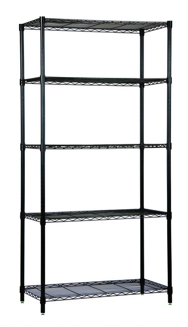 Product image #1 for Quantum 42" W x 30" D x 86" H Wire Shelving Starter Kit, 5 Shelves, Black Epoxy Finish