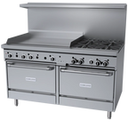 Thumbnail image #1 for Garland GFE Starfire Pro GFE60-4G36CC 60-Inch Gas Restaurant Range with 4 Open Burners, 36-Inch Thermostatic Griddle & 2 Convection Ovens