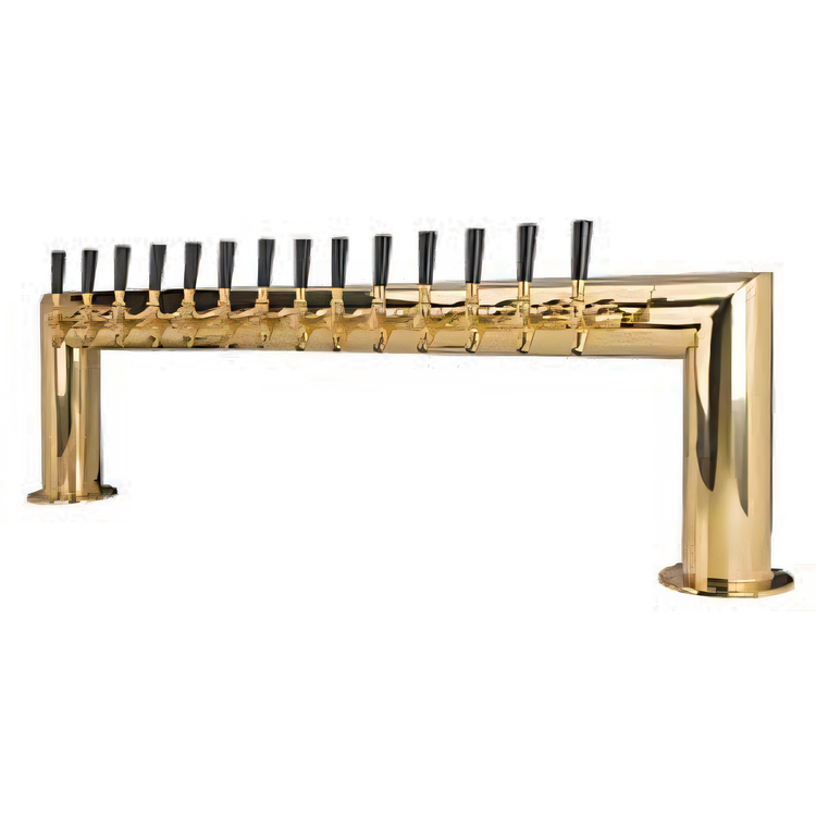 Product image #1 for Pass-Thru Glycol-Cooled Countertop Draft Beer Tower with 14 Faucets, PVD Brass Finish