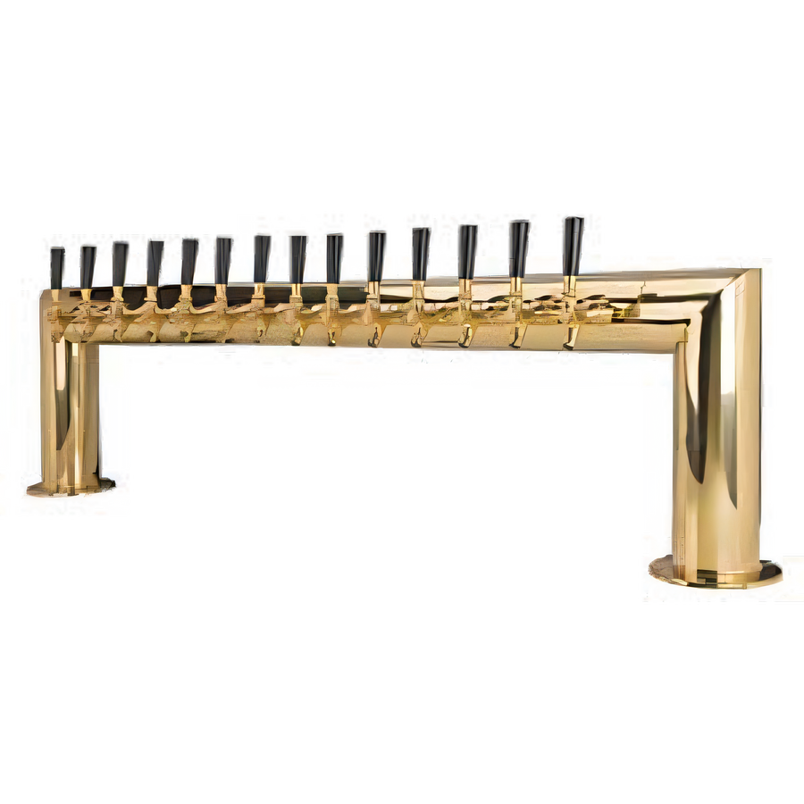 Product image #1 for Pass-Thru Glycol-Cooled Countertop Draft Beer Tower with 14 Faucets, PVD Brass Finish