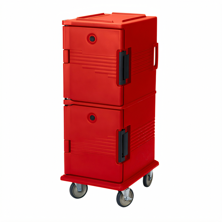 Product image #2 for Cambro Ultra Camcart Double-Compartment Front-Loading Insulated Food Pan Carrier, Hot Red
