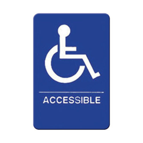 Product image #1 for Accessible Braille Handicap and Wheelchair Sign with Symbol, 6 x 9 Inches, Blue with White Imprint