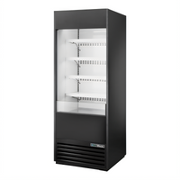 True 30-Inch Vertical Air Curtain Merchandiser Open-Air Cooler with 4 Adjustable Shelves, LED Lighting, and Night Cover