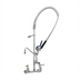 Thumbnail image #1 for T&S Brass EverSteel 8-Inch Wall Mount Pre-Rinse Mixing Faucet with 12-Inch Swing Nozzle and 44-Inch Hose