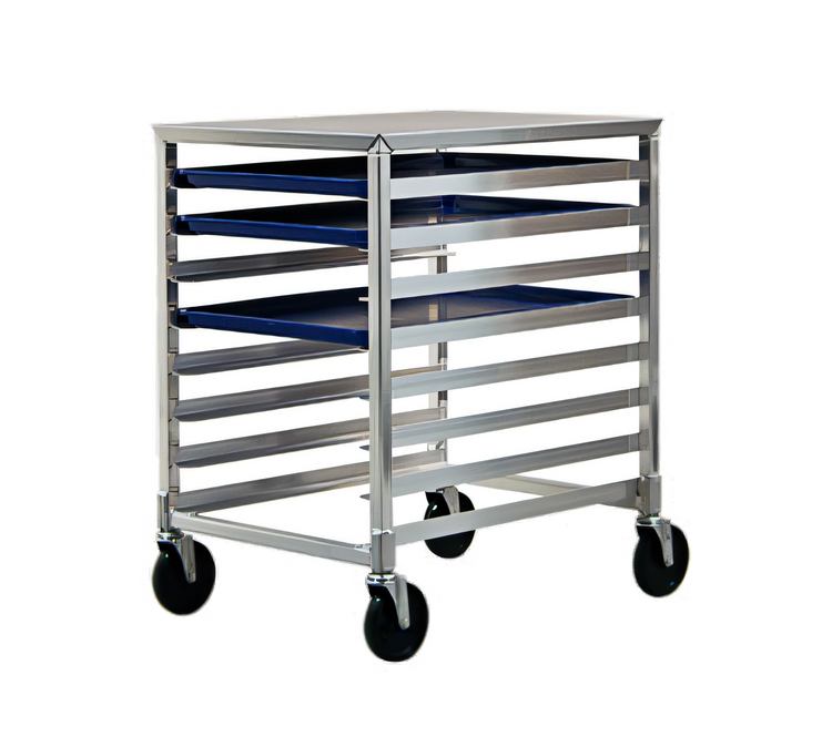 Product image #1 for Mobile Undercounter Aluminum Bun Pan Rack with Stainless Steel Top, 8-Pan Capacity