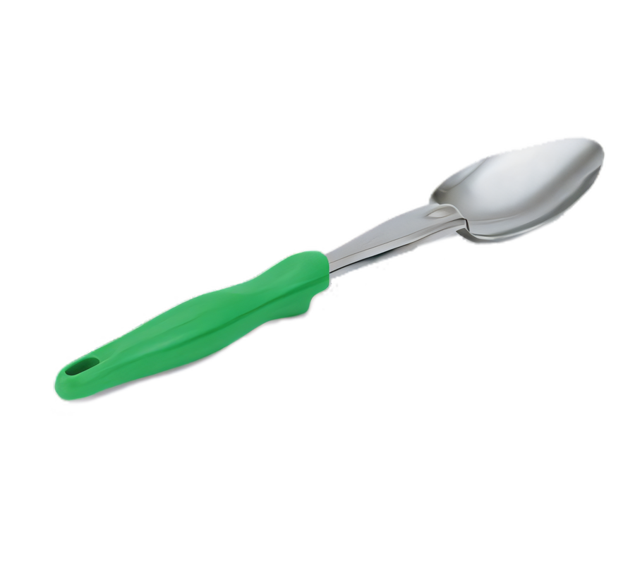 Product image #1 for Vollrath Ergo Grip Heavy Duty Solid Serving Spoon, 13-13/16 Inch, Green Nylon Handle