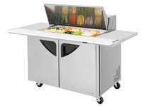 Turbo Air Super Deluxe 2-Section Mega Top Sandwich/Salad Prep Table with 18-Pan Opening and Rear-Mounted Refrigeration, 15 Cu. Ft.