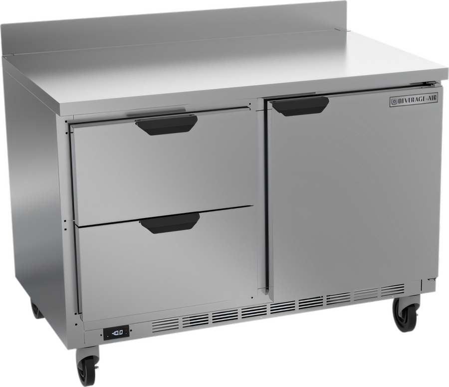 Product image #1 for Beverage-Air 48-Inch Two-Section Worktop Freezer with 2 Drawers and 1 Solid Door, Rear-Mounted Self-Contained R290