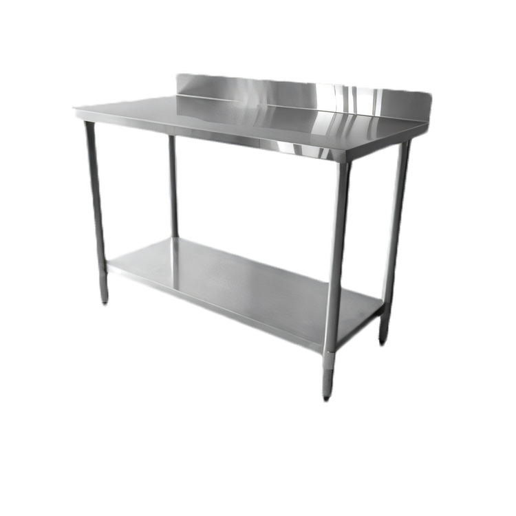 Product image #1 for Thunder Group 84-Inch x 30-Inch 18-Gauge 430 Stainless Steel Flat Top Work Table with 4-Inch Backsplash and Galvanized Undershelf