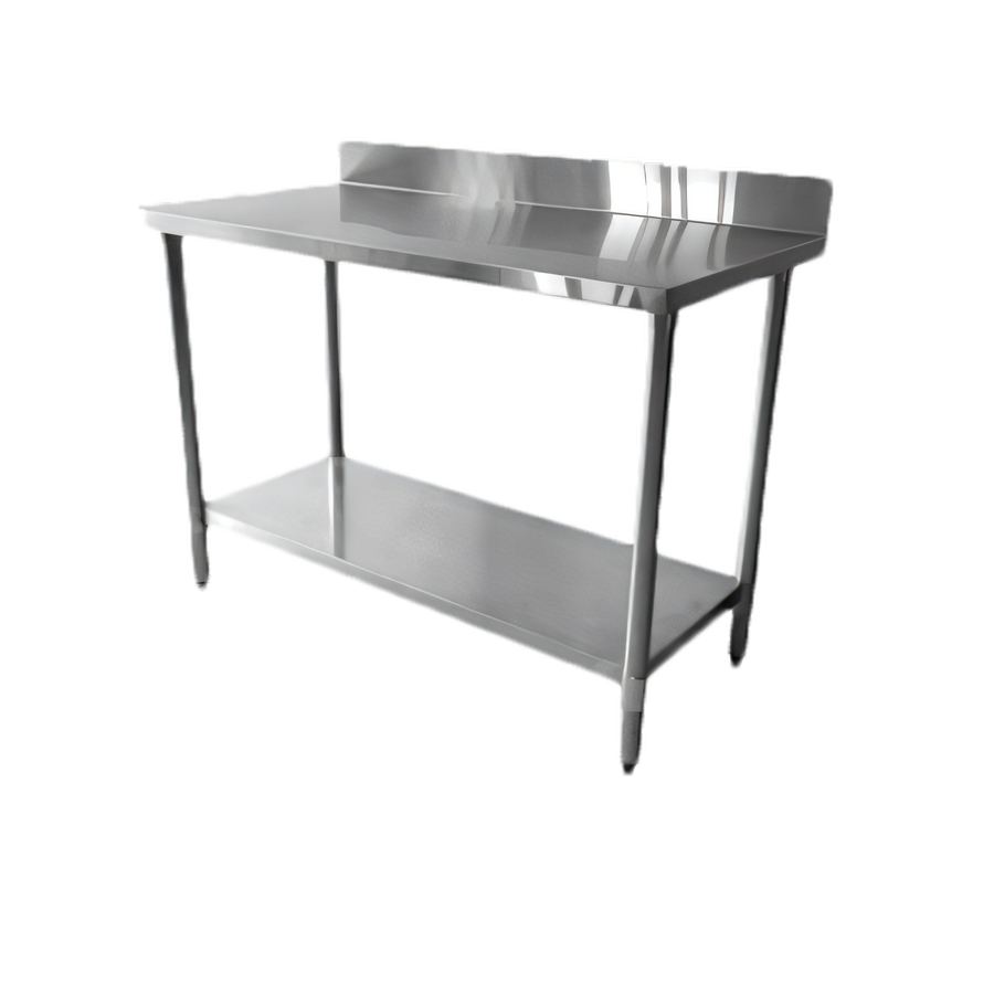 Product image #1 for Thunder Group 84-Inch x 30-Inch 18-Gauge 430 Stainless Steel Flat Top Work Table with 4-Inch Backsplash and Galvanized Undershelf