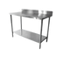 Thumbnail image #1 for Thunder Group 84-Inch x 30-Inch 18-Gauge 430 Stainless Steel Flat Top Work Table with 4-Inch Backsplash and Galvanized Undershelf