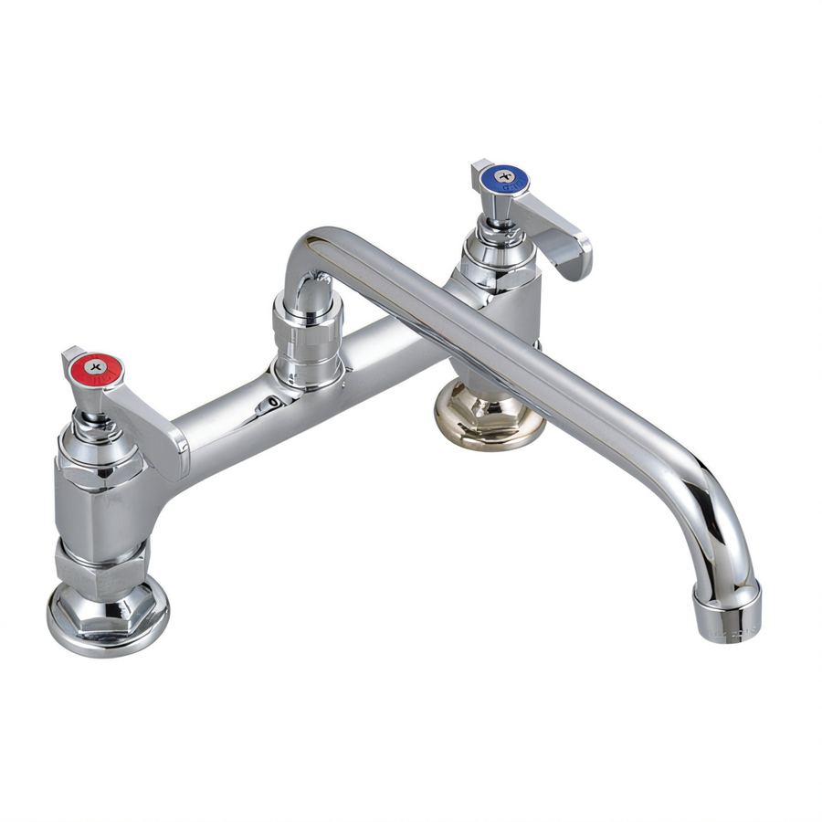 Product image #1 for BK Resources OptiFlow Heavy Duty Deck Mount Manual Faucet with 12-Inch Swing Spout, 8-Inch Centers, Lead Free