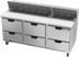 Thumbnail image #1 for Beverage-Air 72-Inch Three-Section Refrigerated Sandwich Prep Table with 6 Drawers and 18-Pan Capacity