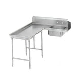 Thumbnail image #1 for Klinger's Trading DTS3064L-ISLAND Island Corner Soiled Dishtable, Left-to-Right, 30" Working Depth, 10" Backsplash, 20" x 20" x 5" Sink