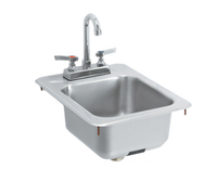 Vollrath 13 x 17 Inch Drop-In Self-Rimming Single Bowl Underbar Sink with Gooseneck Faucet and Strainer