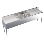 Thumbnail image #1 for Krowne Royal Series KR19-83C Three-Compartment Stainless Steel Underbar Sink with Dual 30-Inch Drainboards and Faucet, 96W x 19D