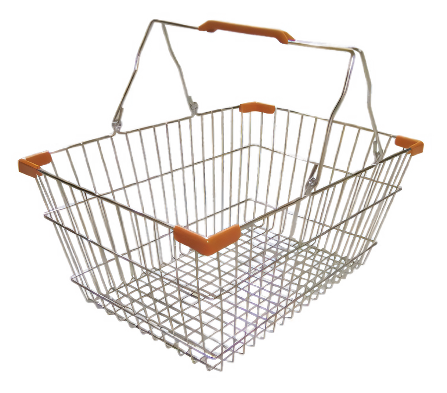 Product image #1 for Omcan Chrome Shopping Hand Basket with Plastic-Coated Steel Handles, 50 lb Capacity