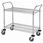 Thumbnail image #1 for Quantum WRSC-1836-2 Stainless Steel 2-Shelf Utility Cart, 36"W x 18"D, 1,200 lb Capacity, U-Handles