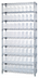 Thumbnail image #1 for Quantum Chrome-Plated 9-Shelf Wire Shelving Bin Storage System with 64 Clear Bins, 36 x 24 x 74 Inches