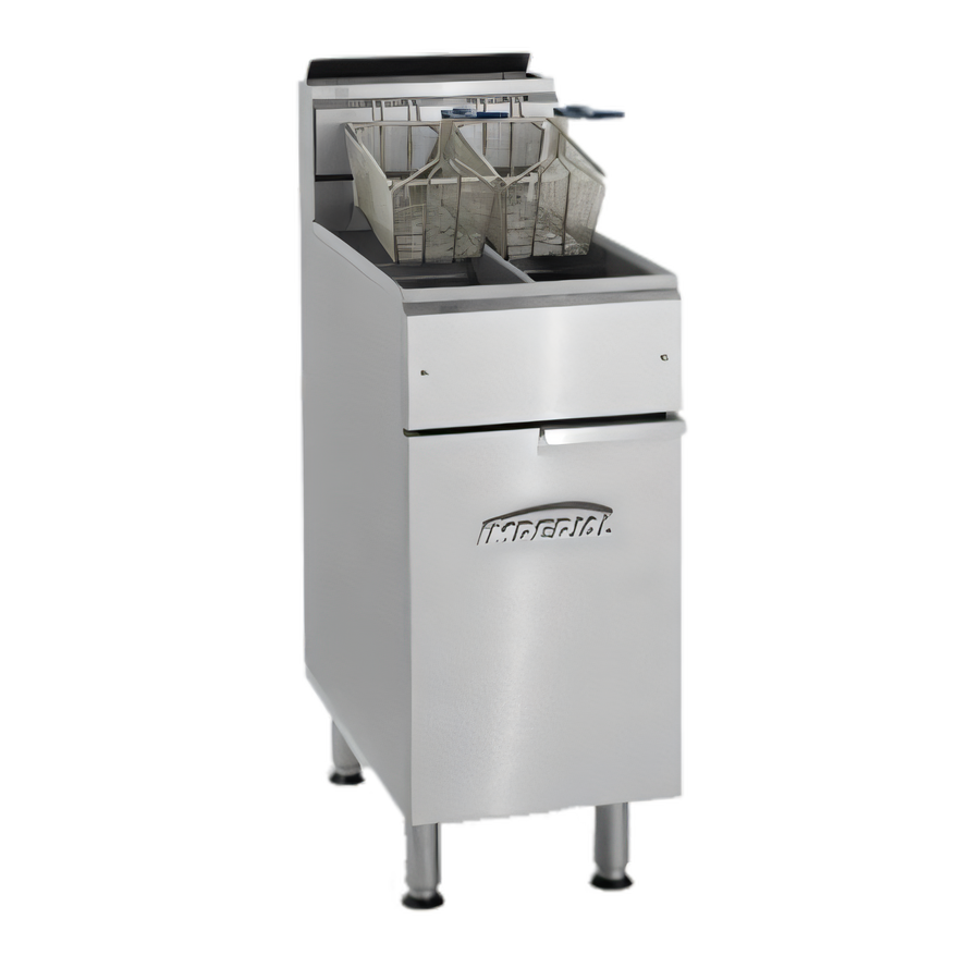 Product image #1 for Imperial IFS-2525 Gas Floor Model Deep Fryer with 2 Half-Size Pots, 25 lb. Capacity Each