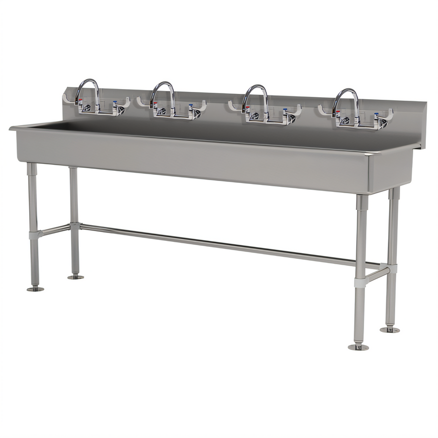 Product image #1 for Advance Tabco Multiwash 4-Station Freestanding ADA Hand Wash Sink with 4 Gooseneck Faucets, 80-Inch