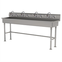 Advance Tabco Multiwash 4-Station Freestanding ADA Hand Wash Sink with 4 Gooseneck Faucets, 80-Inch