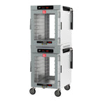 Thumbnail image #1 for Metro HotBlox™ HBCW16-DCPC-M Mobile Dual-Cavity Pass-Thru Holding Cabinet, 16-Pan, Digital Touchscreen, Clear Doors