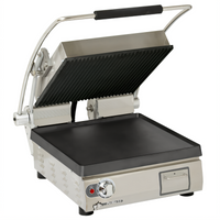 Pro-Max 2.0 14.5-Inch Countertop Commercial Panini Press with Grooved Top and Smooth Bottom Cast Iron Plates