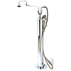 Thumbnail image #1 for T&S Brass B-0180 Floor-Mounted Chrome-Plated Brass Combination Kettle Filler and Spray Stanchion with 104-Inch Hose and Double-Joint Nozzle
