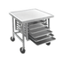 Thumbnail image #1 for Advance Tabco 30 x 30 Inch Mobile Mixer Table with 6-Pan Rack Slides, 304 Stainless Steel Top, Galvanized Base