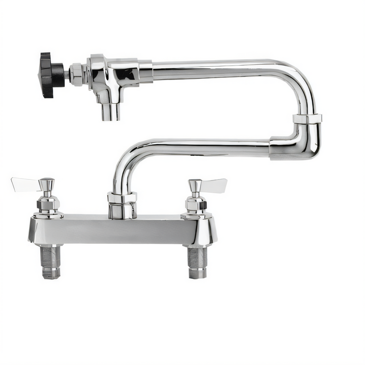 Product image #1 for Fisher 8-Inch Center Deck Mount Brass Manual Faucet with 10-Inch Control Swing and Double-Jointed Spout
