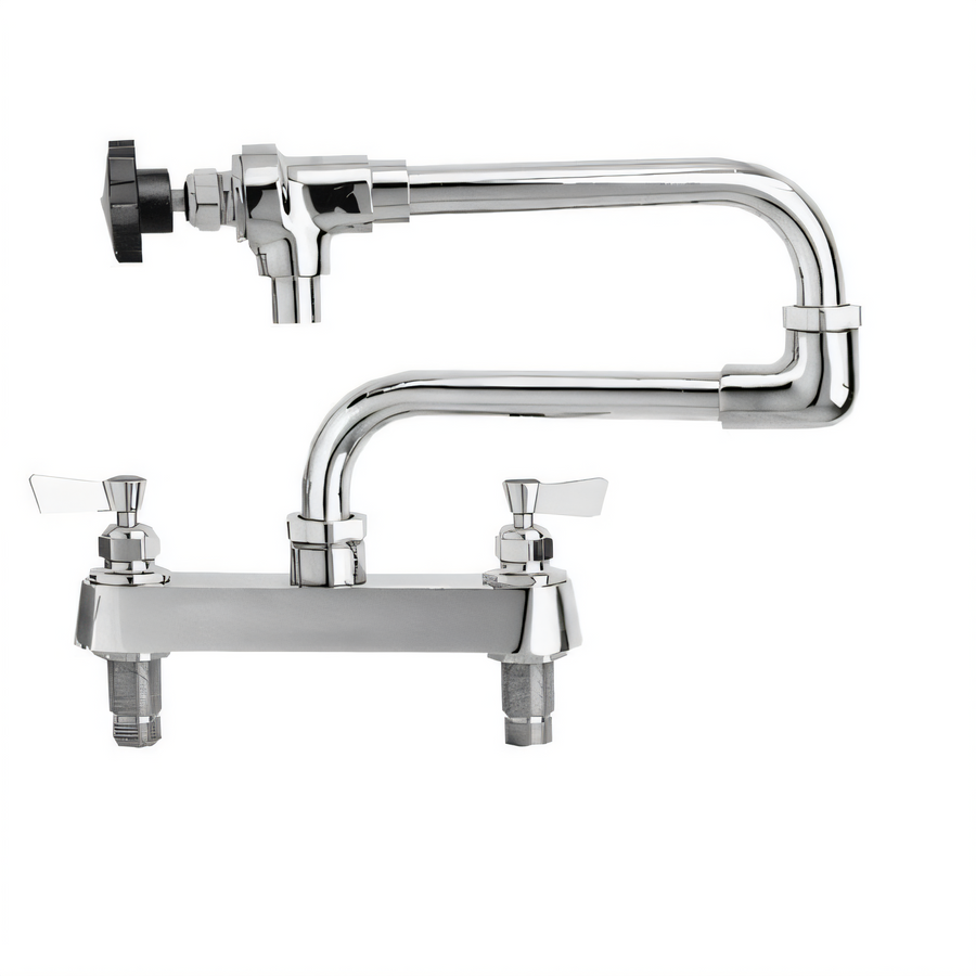 Product image #1 for Fisher 8-Inch Center Deck Mount Brass Manual Faucet with 10-Inch Control Swing and Double-Jointed Spout