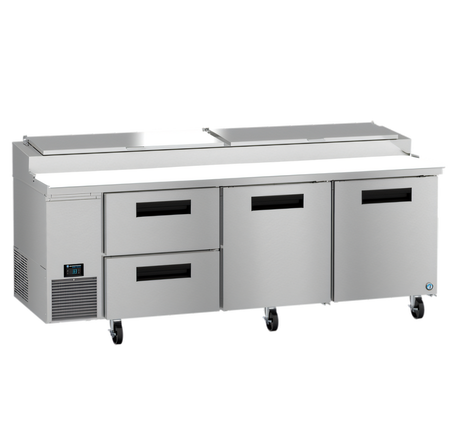 Product image #1 for Hoshizaki Steelheart PR93B-D2 93-Inch Three-Section Pizza Prep Table with 2 Doors and 2 Drawers